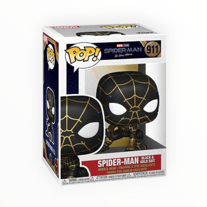 Funko Pop! - Spiderman Traje negro y dorado, Spiderman No Way Home, Modelo 911